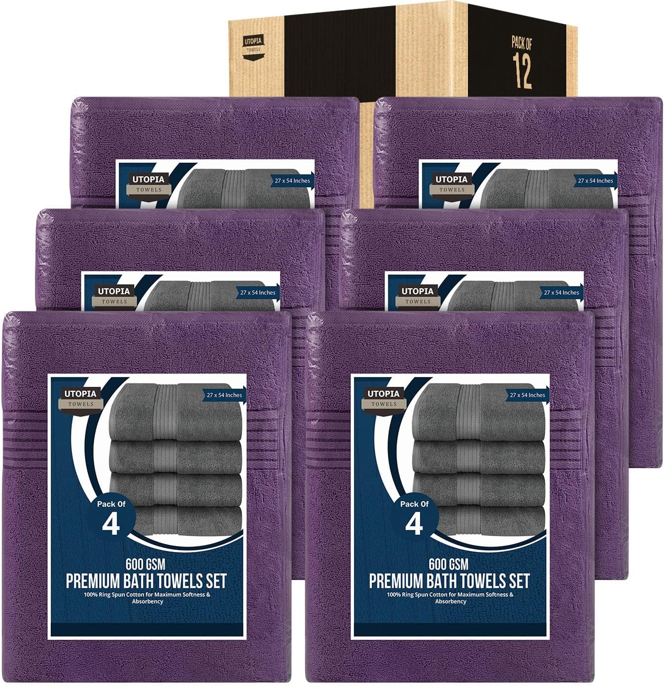 12-Pack 600 GSM Luxury Bath Towel - Image 3