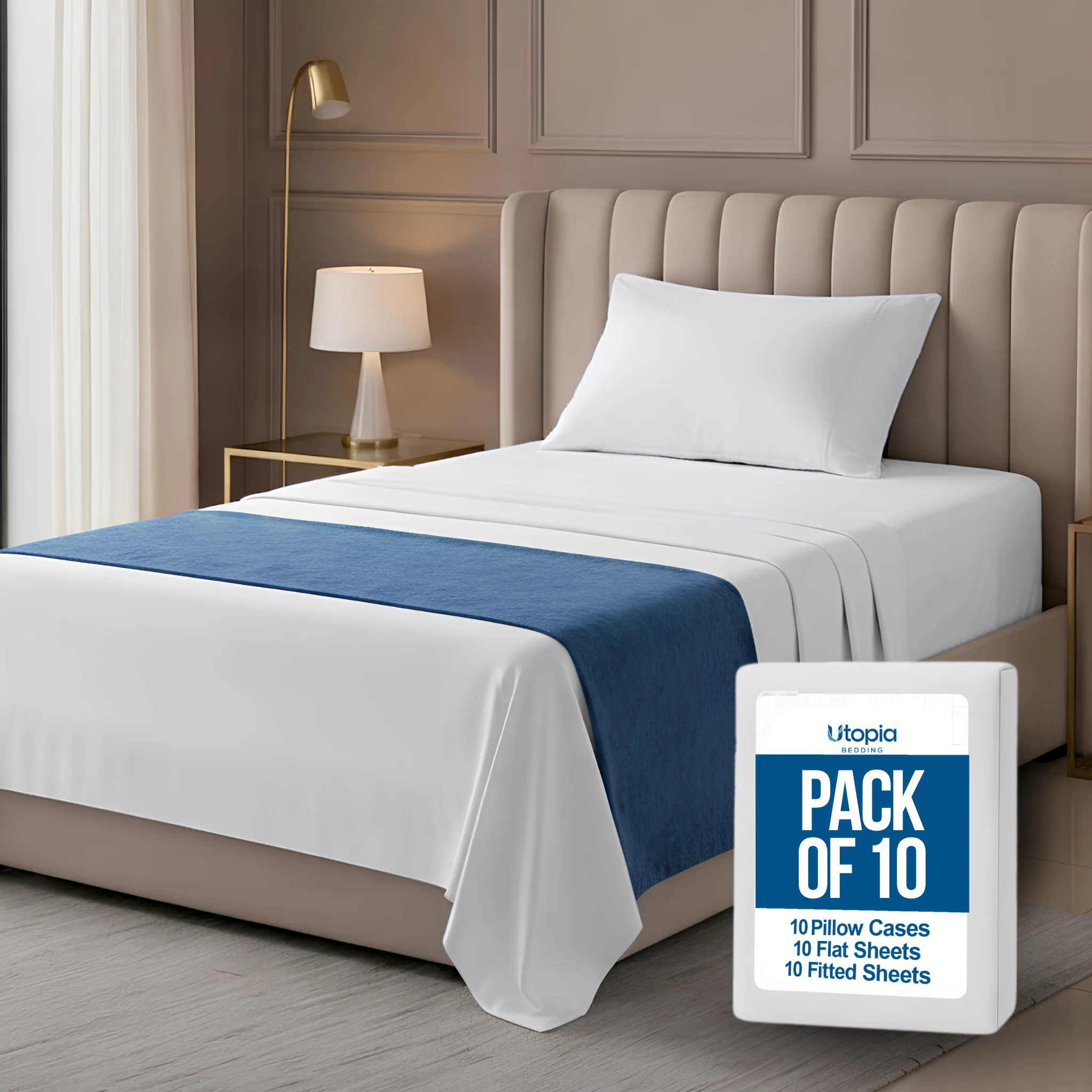 10-Pack Brushed Microfiber Bed Sheet Sets - 3-Piece (Flat Sheet + Fitted Sheet + Pillowcase) - Image 10