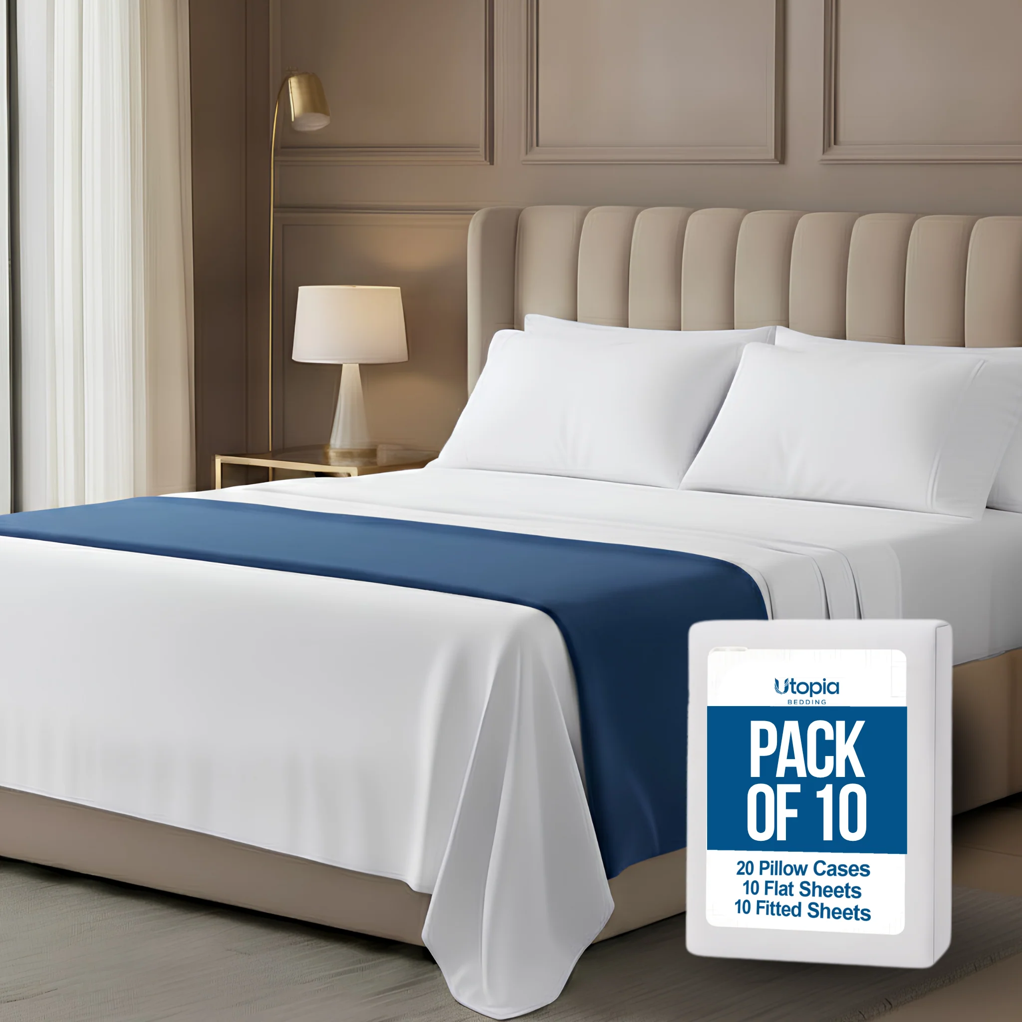10-Pack Brushed Microfiber Bed Sheet Sets - 3-Piece (Flat Sheet + Fitted Sheet + Pillowcase) - Image 11