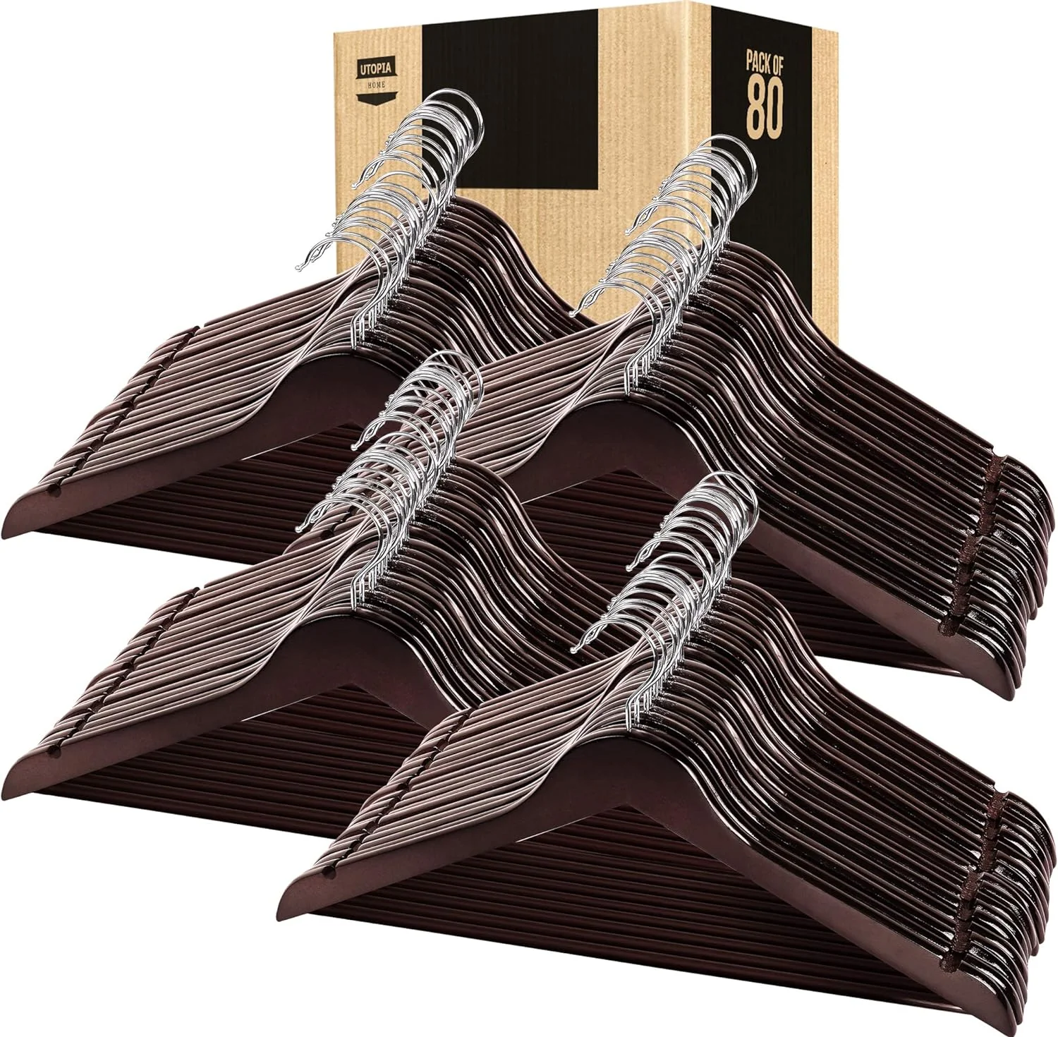 80-Pack Premium Wooden Hangers with 360 Rotatable Hooks - Image 5