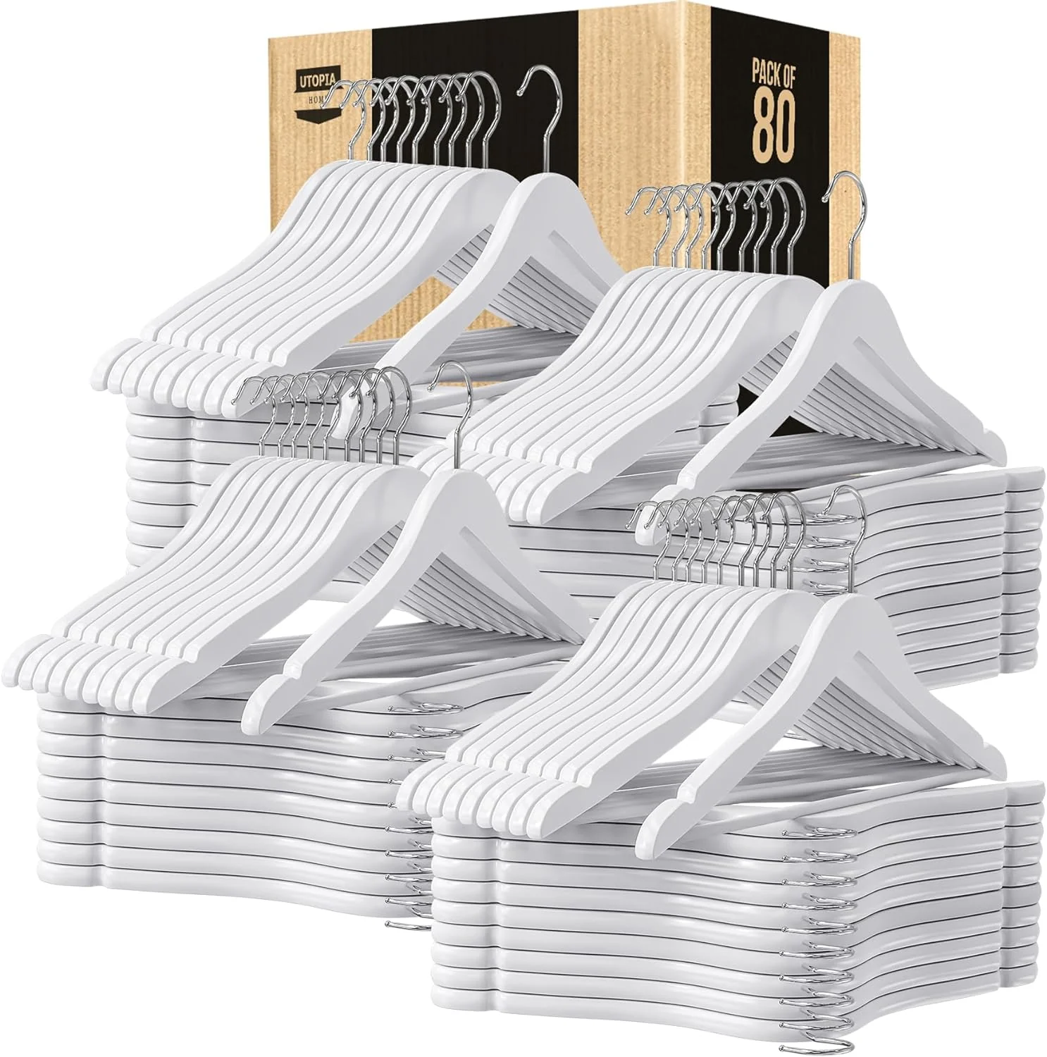 80-Pack Premium Wooden Hangers with 360 Rotatable Hooks - Image 6
