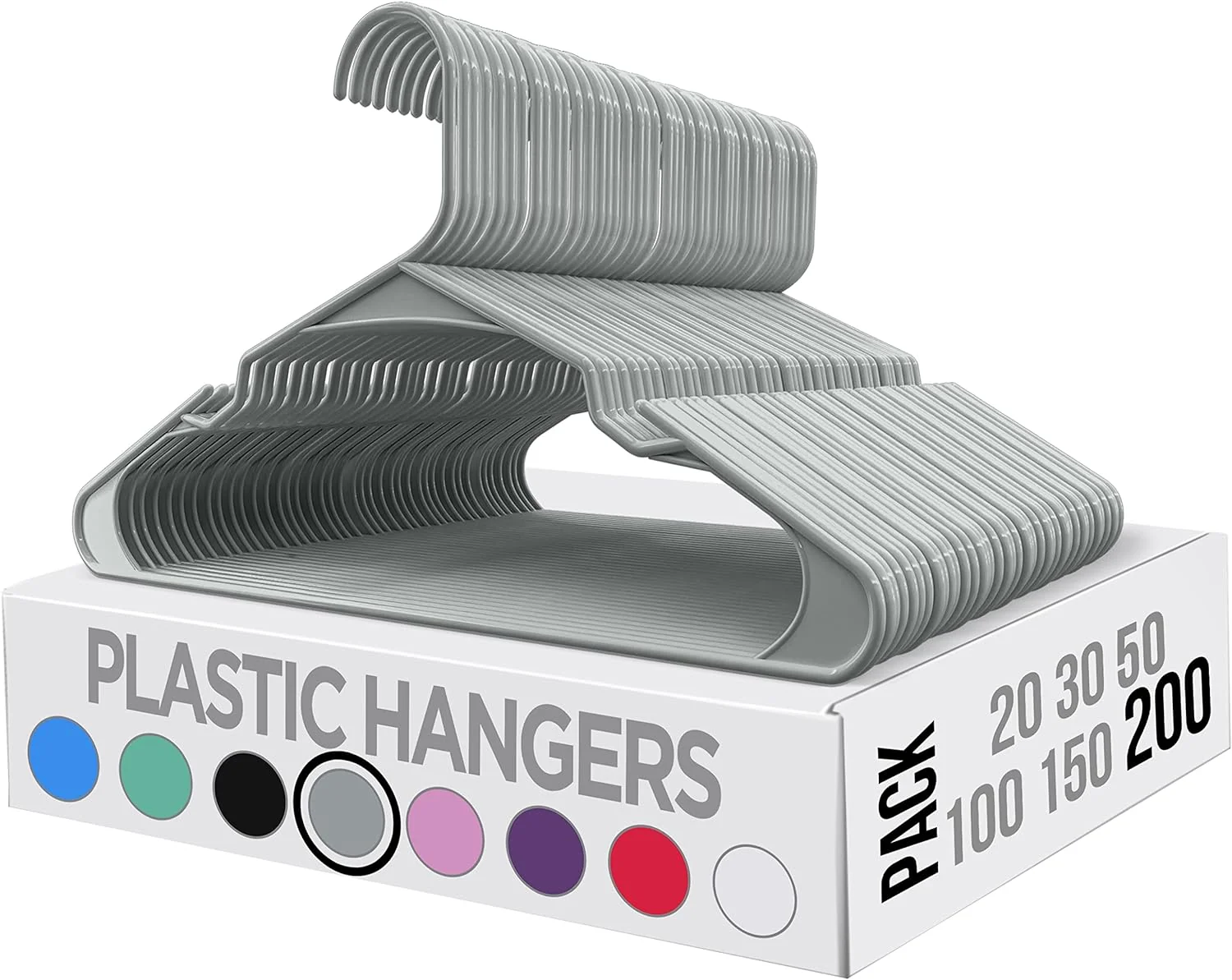 200-Pack Plastic Clothes Hangers with Shoulder Grooves - Image 6