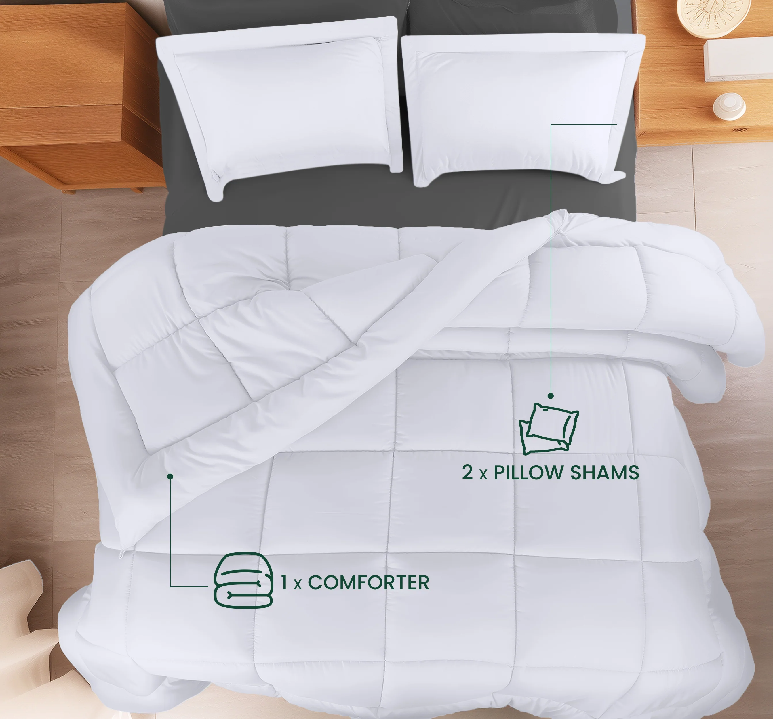 4-Pack Comforter Set - Soft & Cozy Down Alternative Comforter with Pillow Shams - Image 11