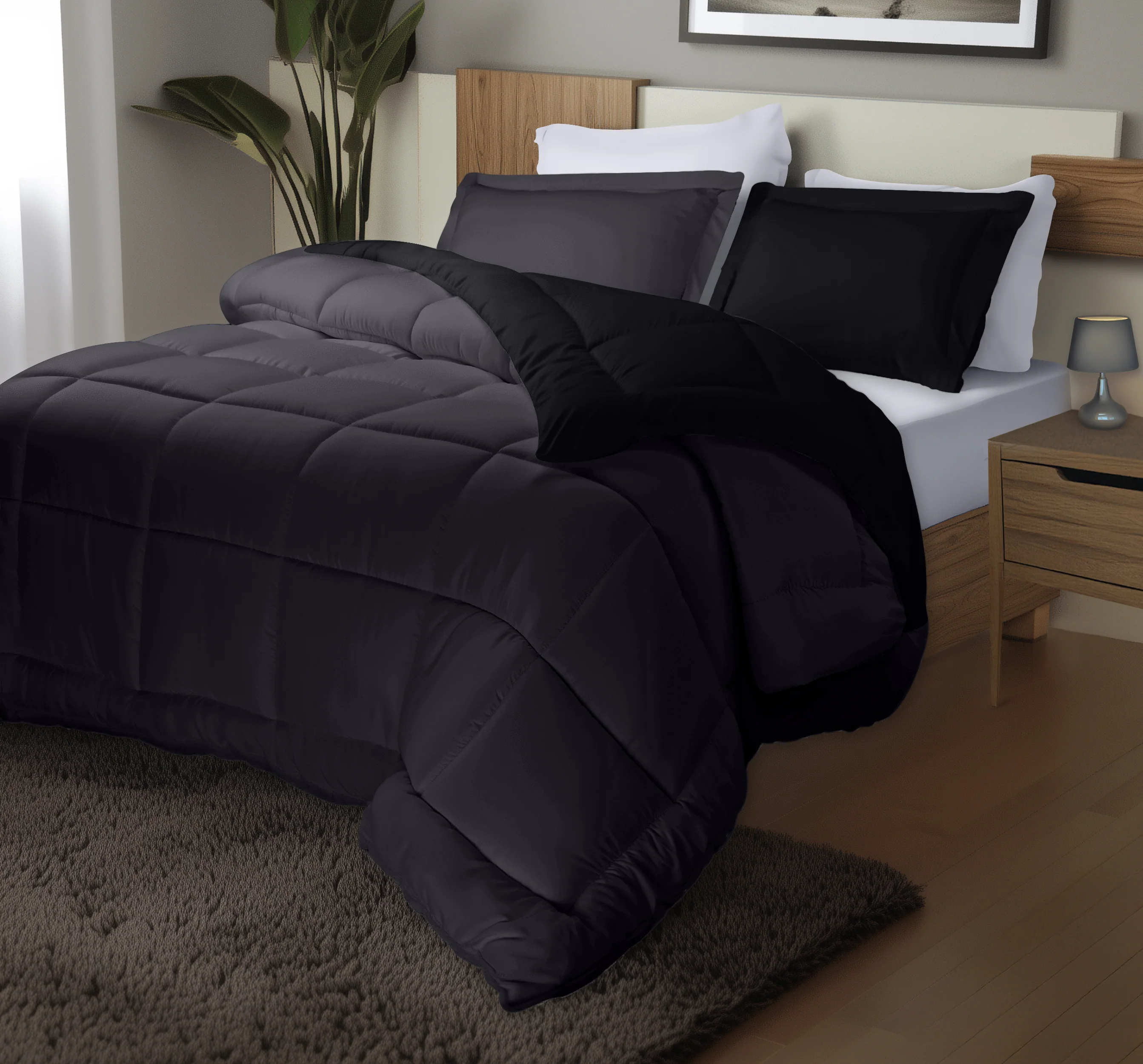 4-Pack Comforter Set - Soft & Cozy Down Alternative Comforter with Pillow Shams - Image 3