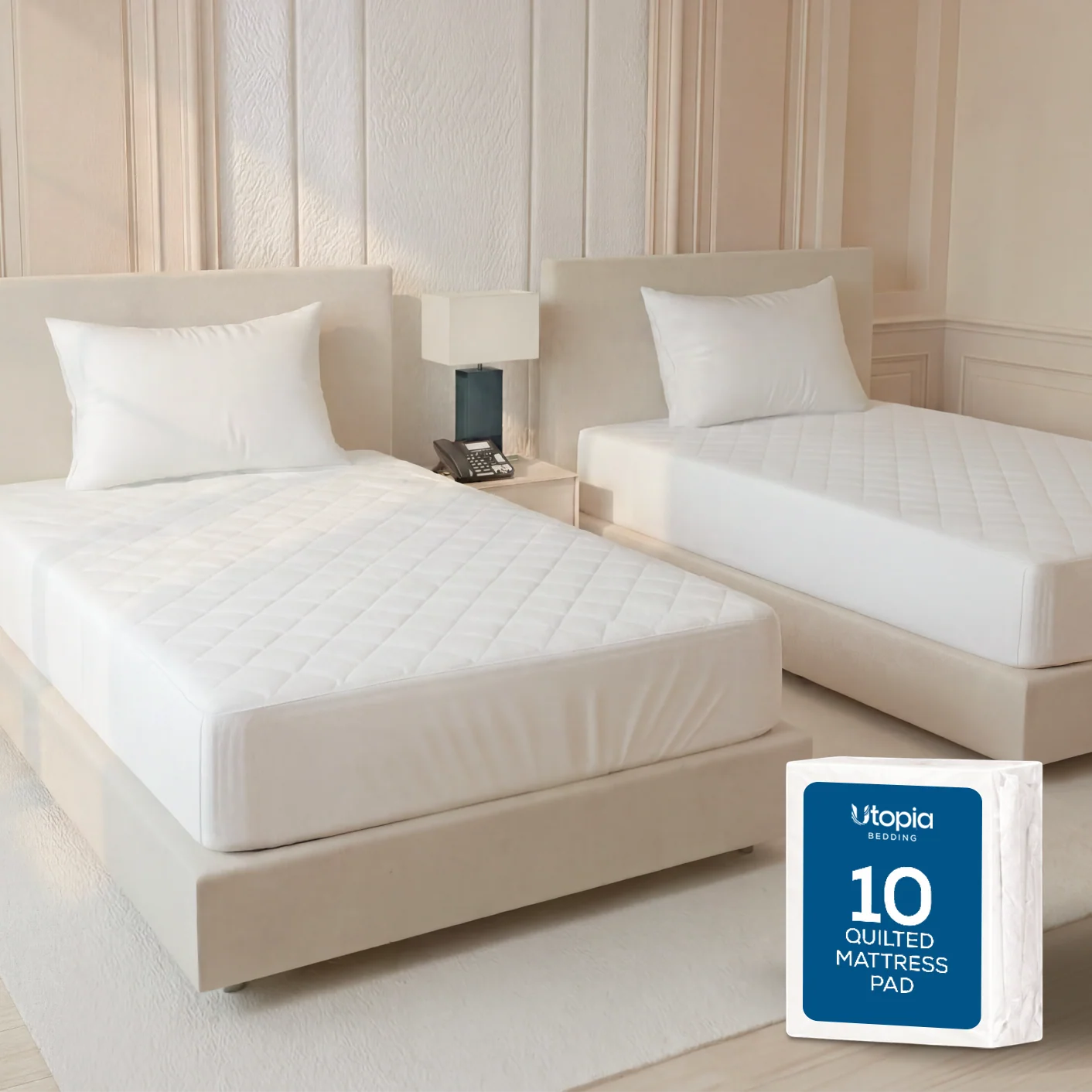 10-Pack Elastic Fitted Quilted Mattress Pad & Protector Covers - Image 3